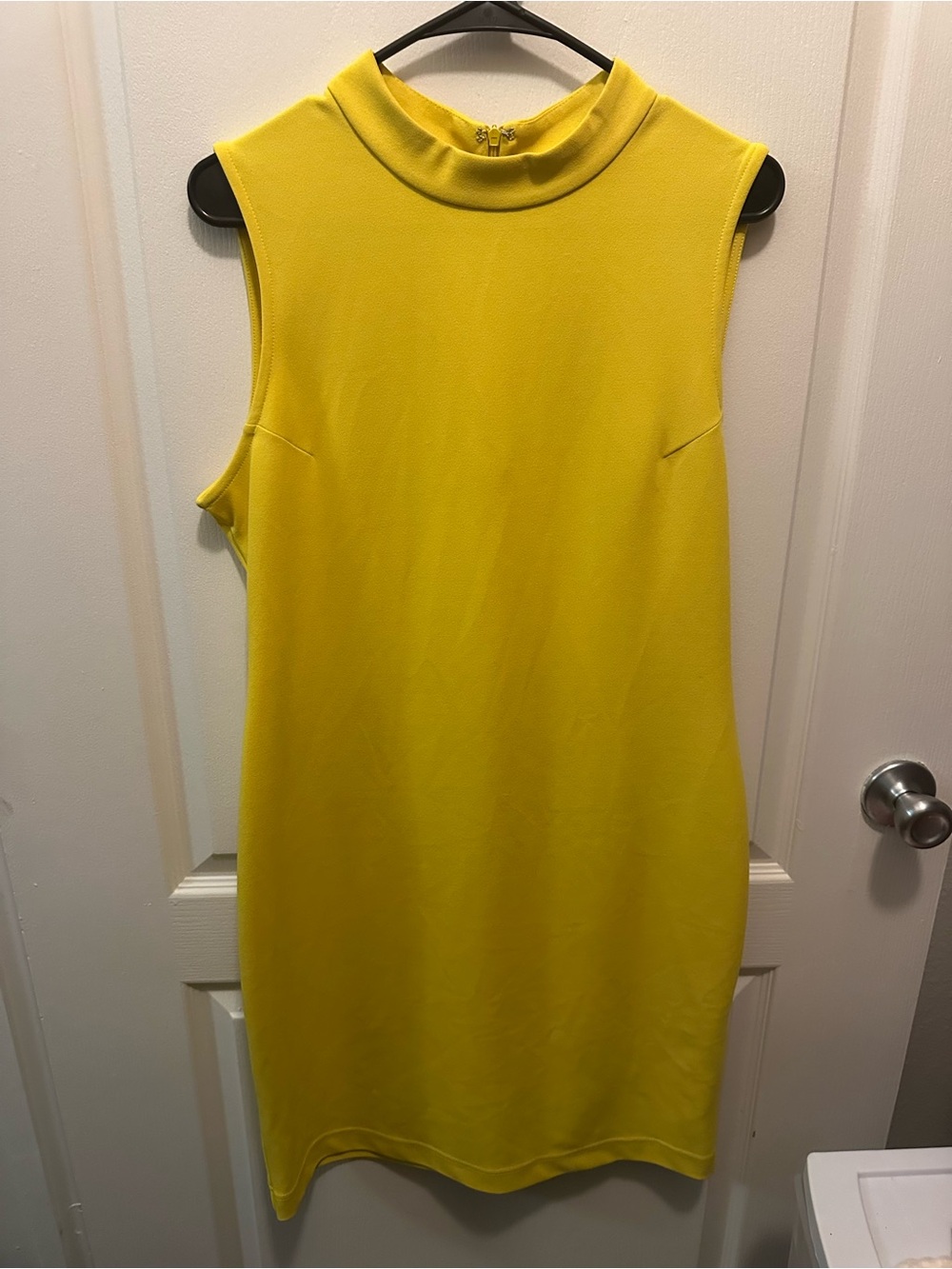 Sleeveless Mock Neck Dress in Bright Yellow